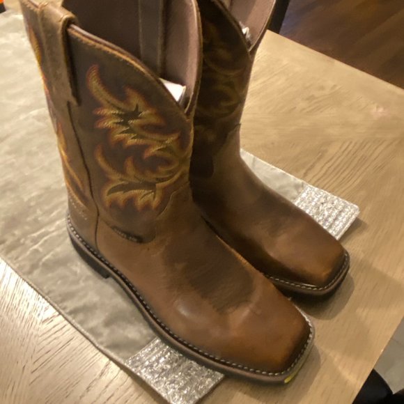 Justin Leather Boots, Tan , Size 10